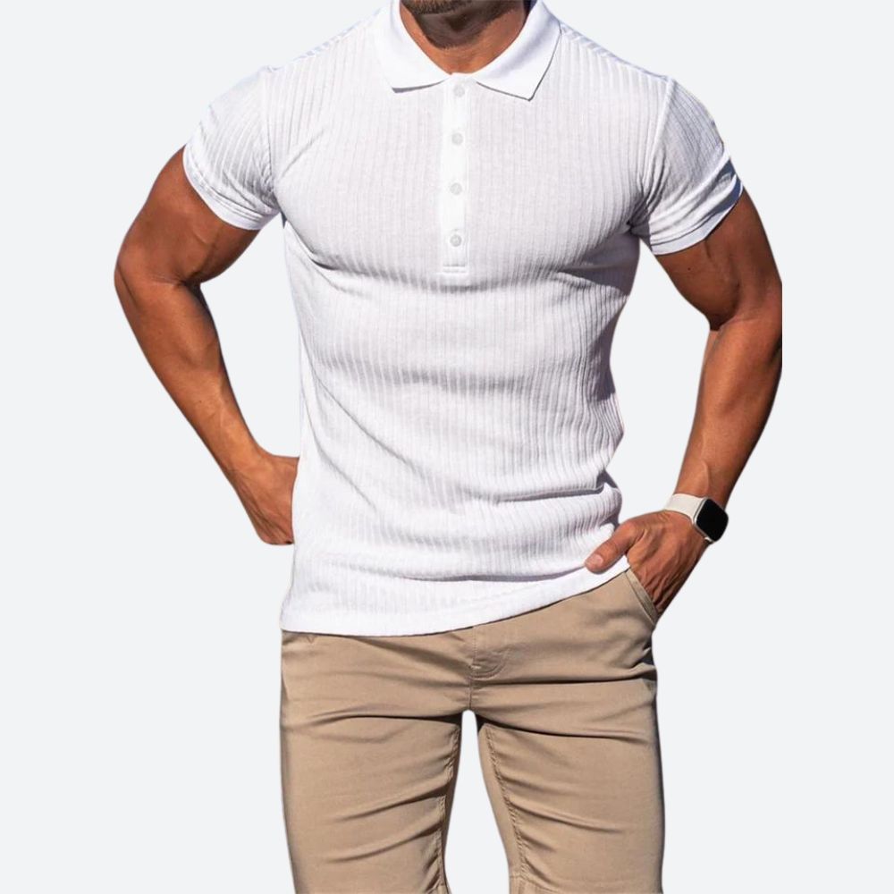 Getailleerd herenpoloshirt met ribstructuur – VERTON - Glamorix
