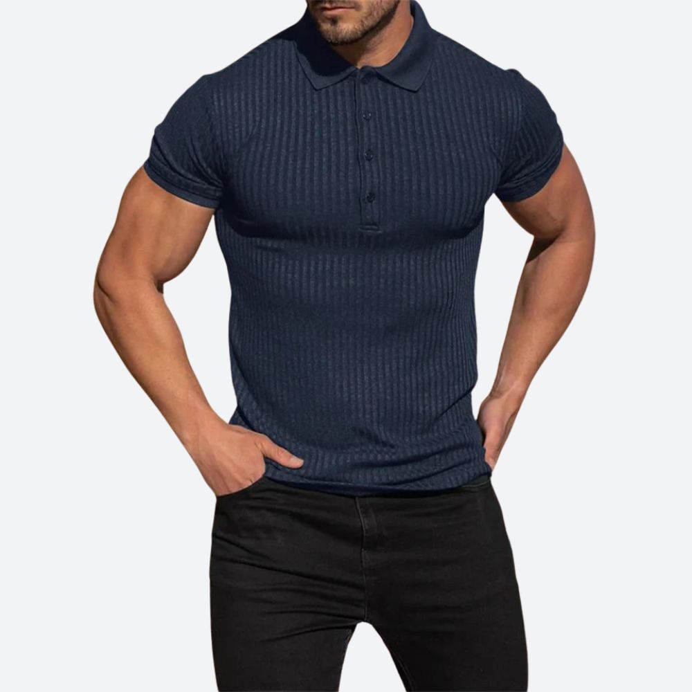 Getailleerd herenpoloshirt met ribstructuur – VERTON - Glamorix