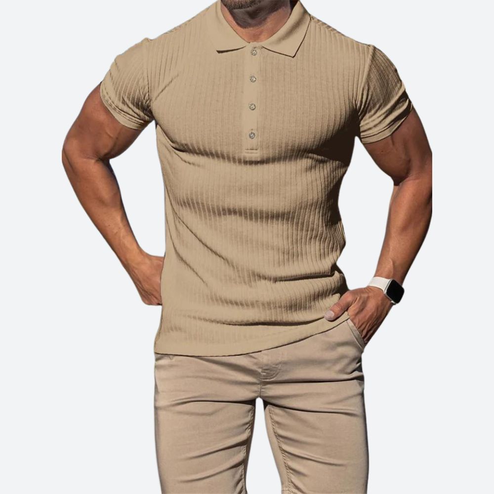 Getailleerd herenpoloshirt met ribstructuur – VERTON - Glamorix