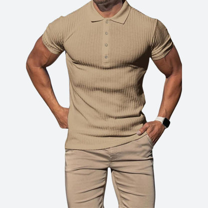 Getailleerd herenpoloshirt met ribstructuur – VERTON - Glamorix