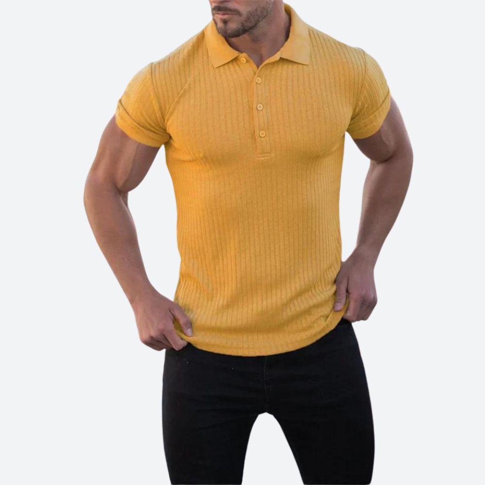 Getailleerd herenpoloshirt met ribstructuur – VERTON - Glamorix