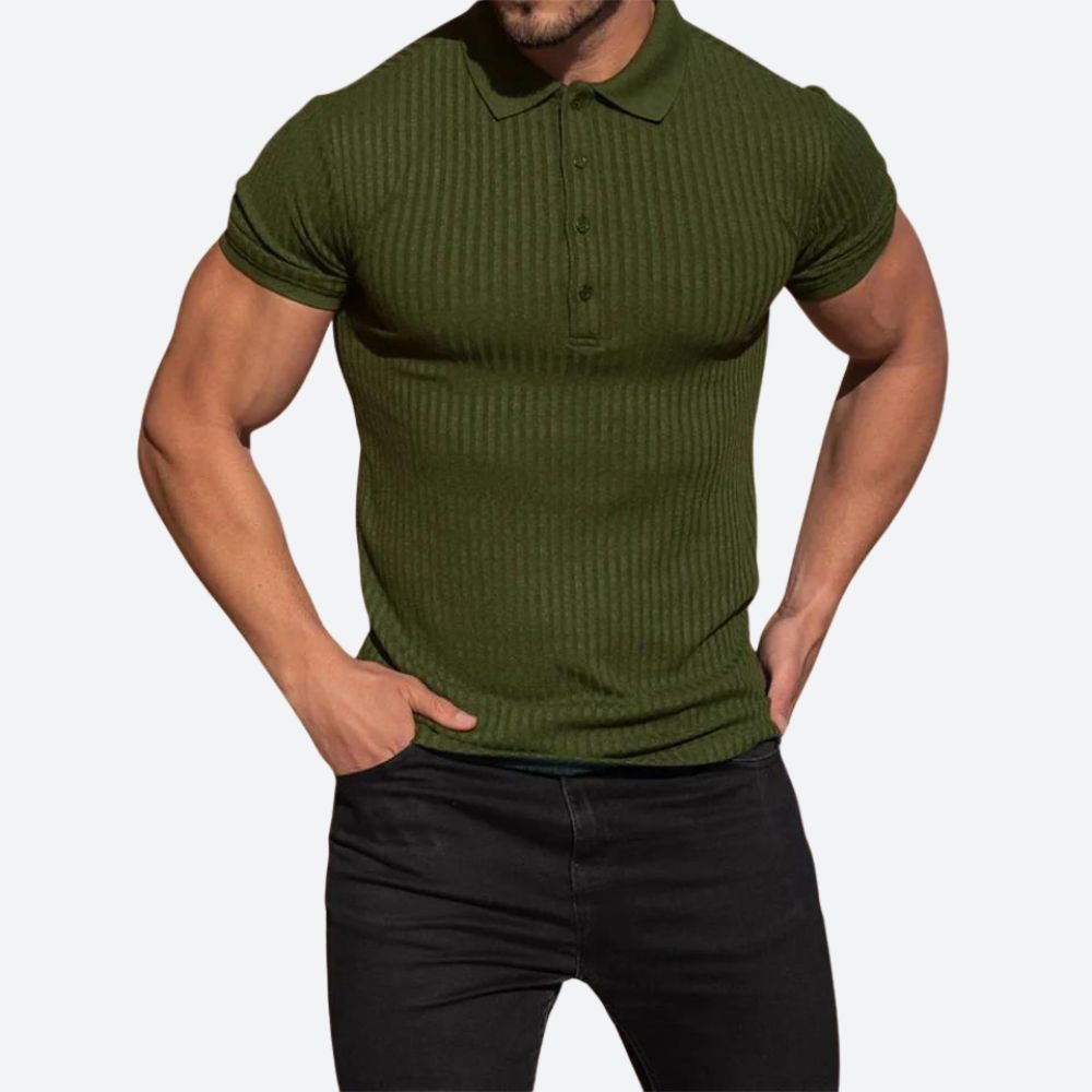 Getailleerd herenpoloshirt met ribstructuur – VERTON - Glamorix