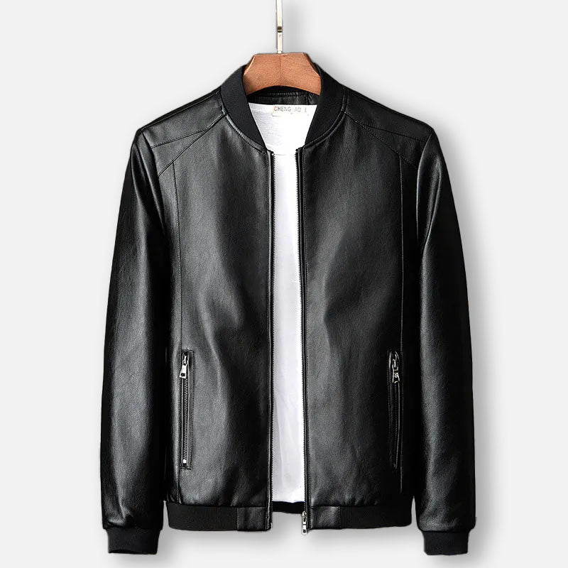 Aiden - Leren herenjas met ritssluiting en tijdloze stijl