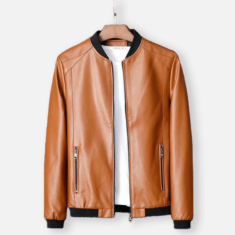 Aiden - Leren herenjas met ritssluiting en tijdloze stijl