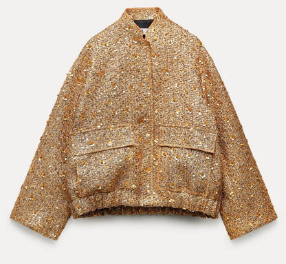 ARIELLA – Verfijnde blazer versierd met gouden glitters voor dames