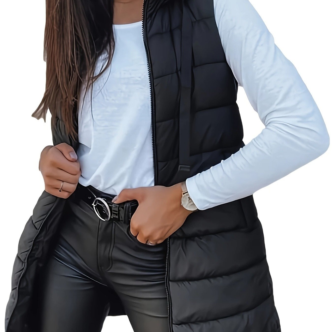 Capuchonvest van katoenmix met rits en vrije beweging - XR - Glamorix