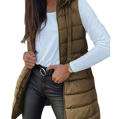 Capuchonvest van katoenmix met rits en vrije beweging - XR - Glamorix