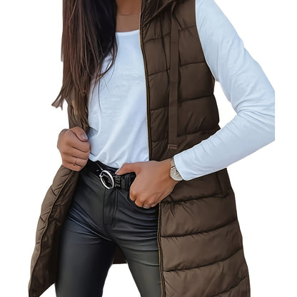 Capuchonvest van katoenmix met rits en vrije beweging - XR - Glamorix