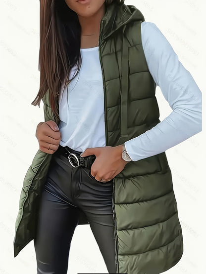 Capuchonvest van katoenmix met rits en vrije beweging - XR - Glamorix