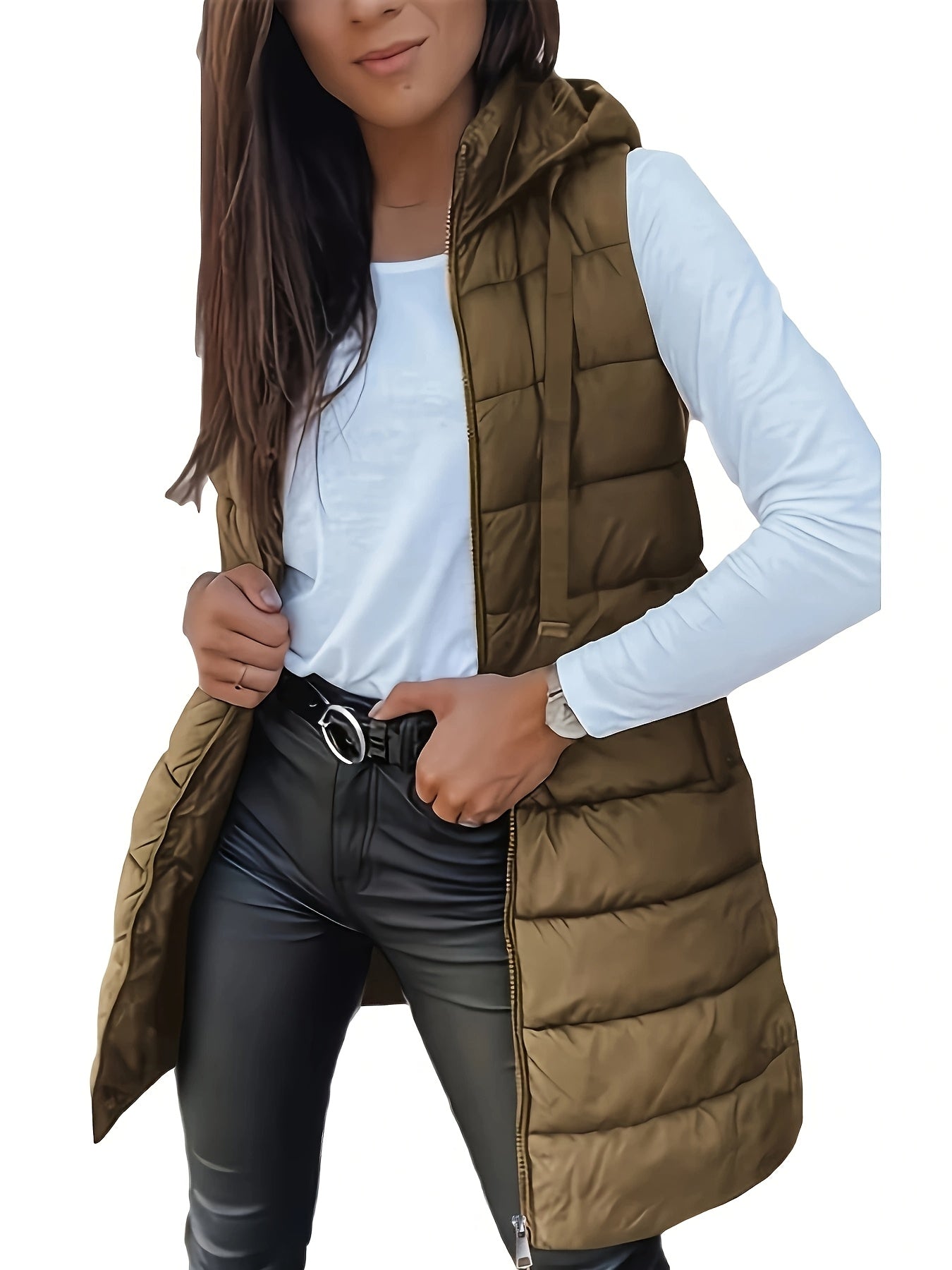 Capuchonvest van katoenmix met rits en vrije beweging - XR - Glamorix