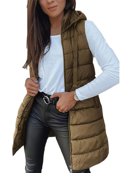 Capuchonvest van katoenmix met rits en vrije beweging - XR - Glamorix