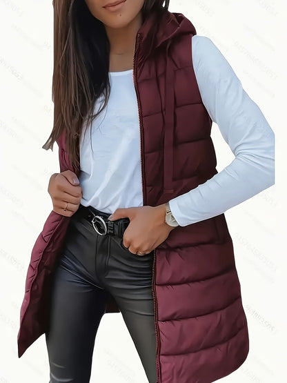 Capuchonvest van katoenmix met rits en vrije beweging - XR - Glamorix