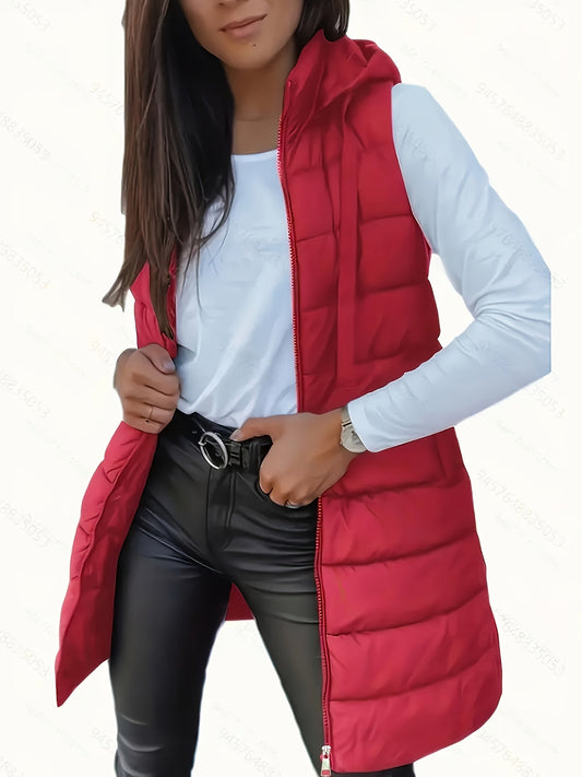 Capuchonvest van katoenmix met rits en vrije beweging - XR - Glamorix