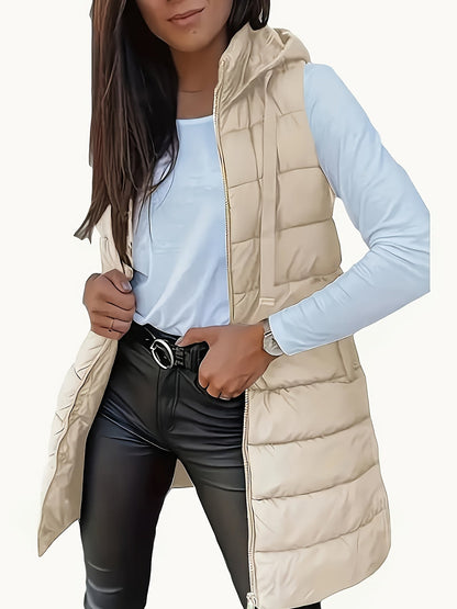 Capuchonvest van katoenmix met rits en vrije beweging - XR - Glamorix