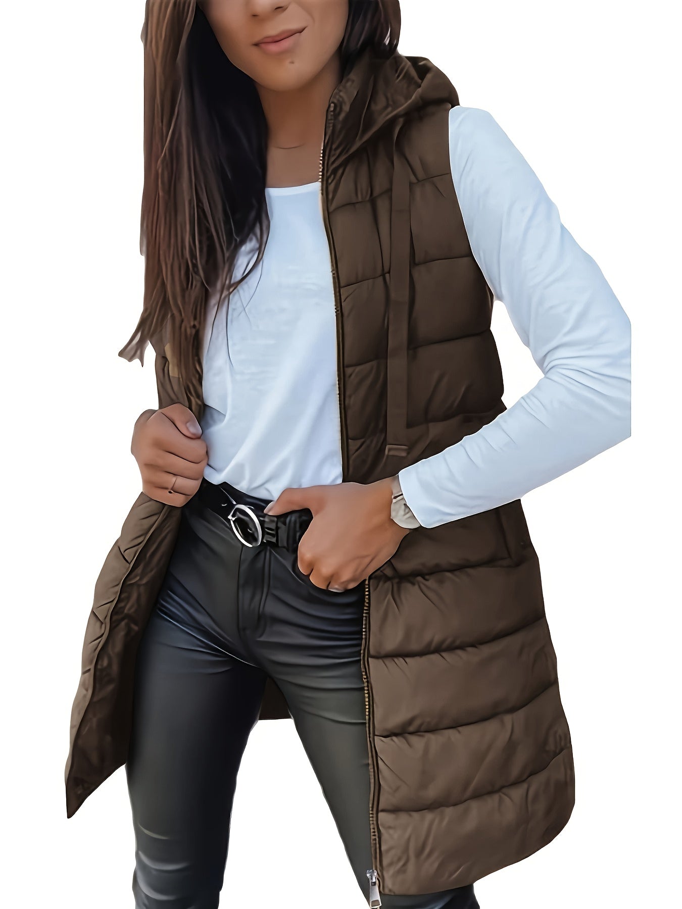 Capuchonvest van katoenmix met rits en vrije beweging - XR - Glamorix