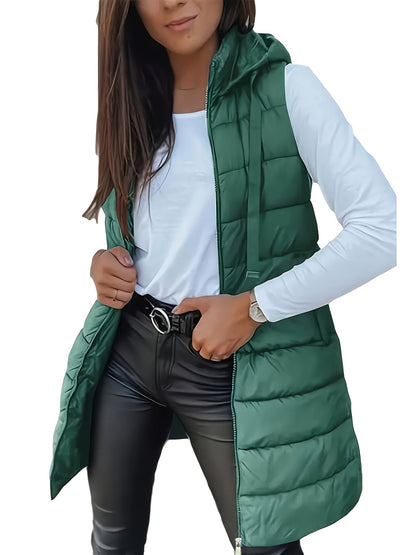 Capuchonvest van katoenmix met rits en vrije beweging - XR - Glamorix