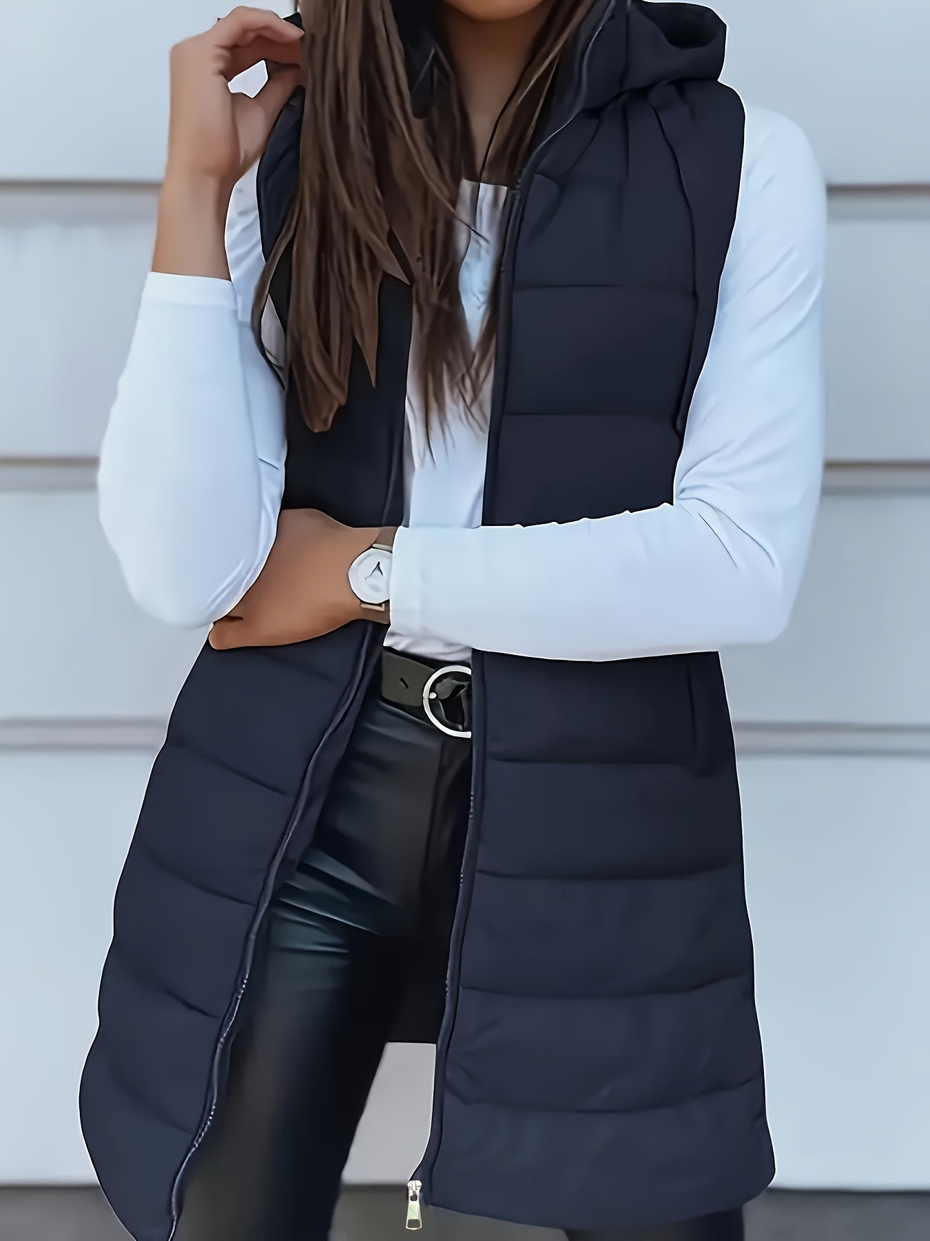 Capuchonvest van katoenmix met rits en vrije beweging - XR - Glamorix