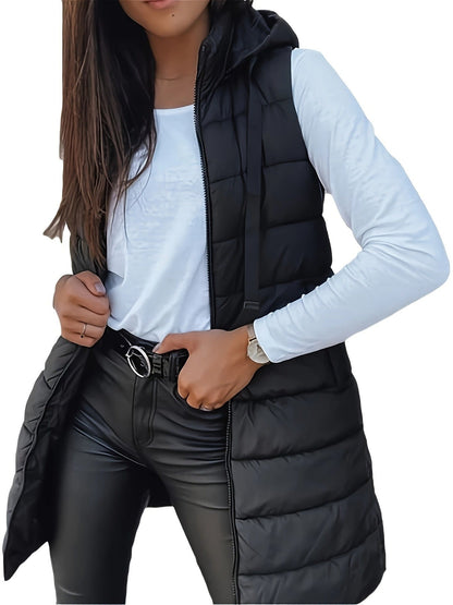 Capuchonvest van katoenmix met rits en vrije beweging - XR - Glamorix