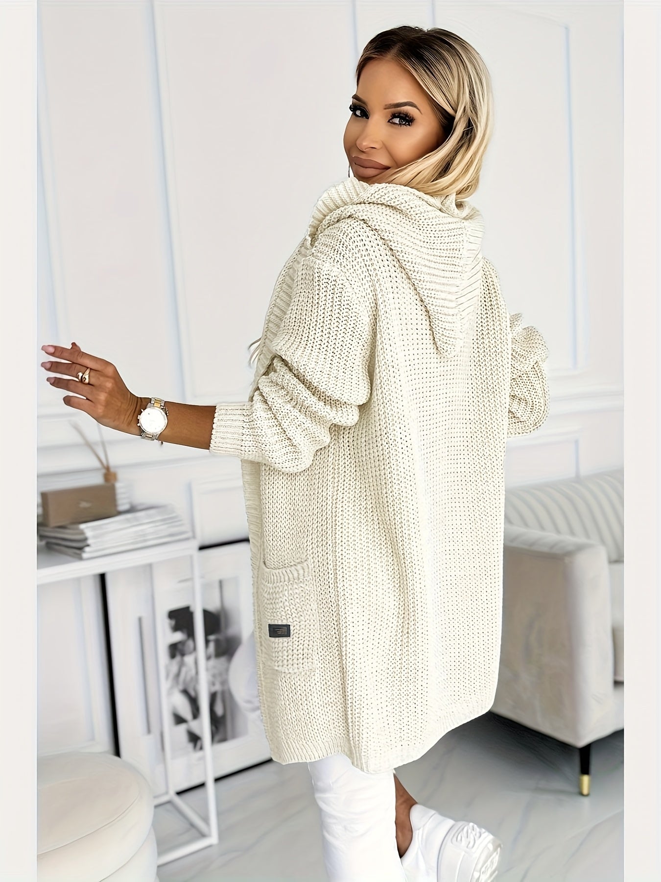 Lange capuchonjas met voorpand en zakken voor dames – NEVRA - Glamorix