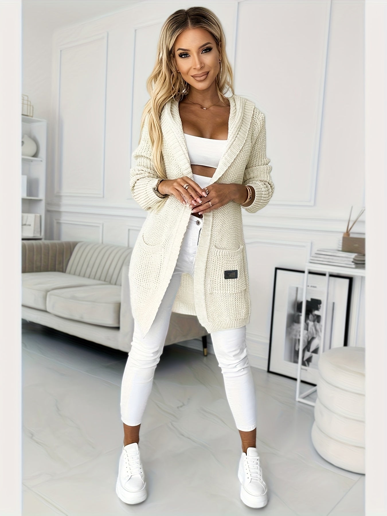 Lange capuchonjas met voorpand en zakken voor dames – NEVRA - Glamorix