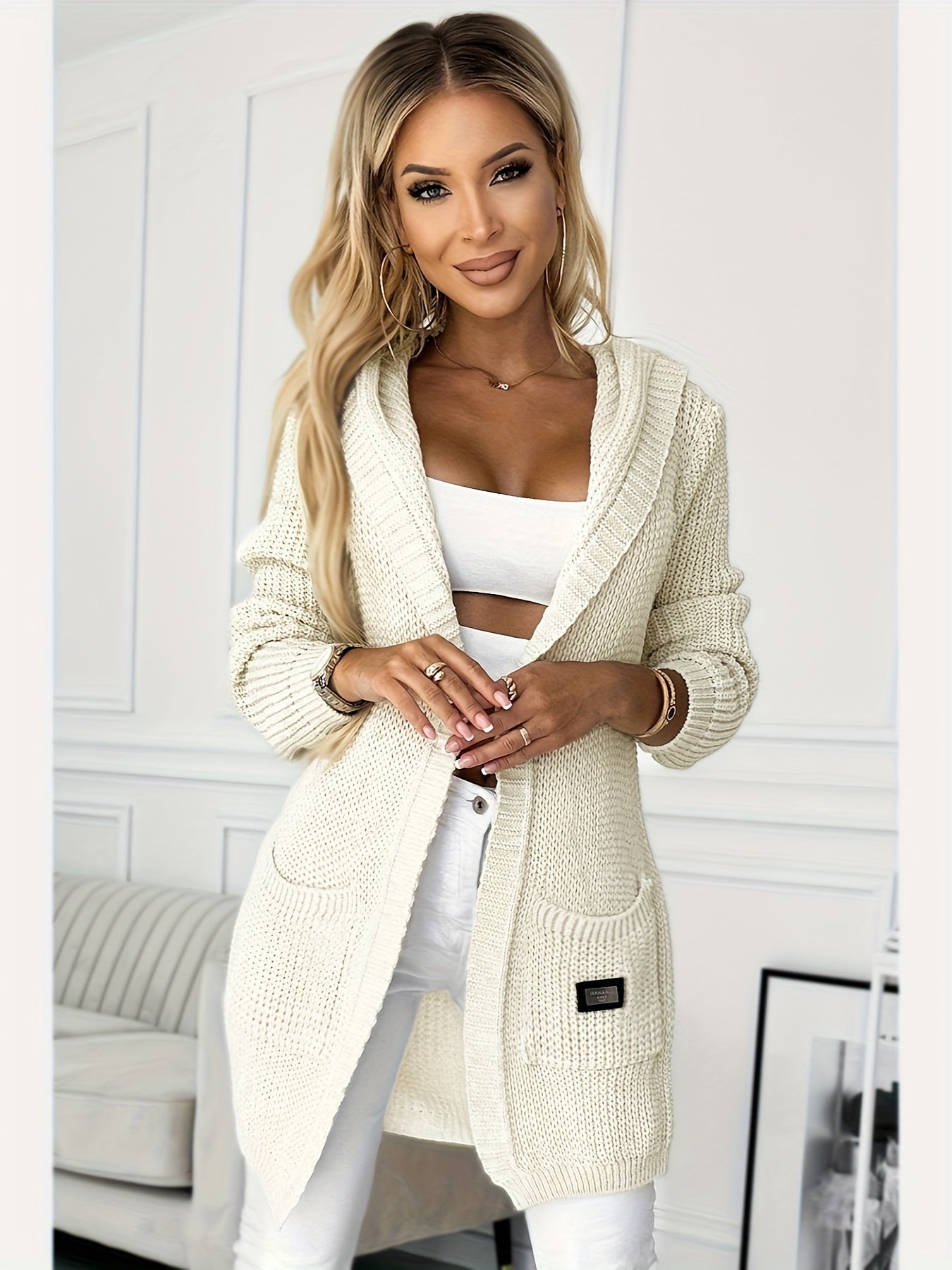 Lange capuchonjas met voorpand en zakken voor dames – NEVRA - Glamorix