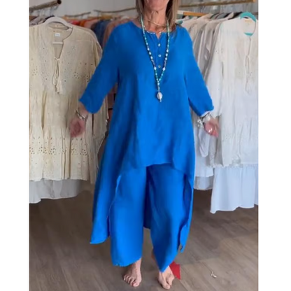 Zachte dames loungewear set met oversized tuniek en legging – RILANA COZYSET - Glamorix