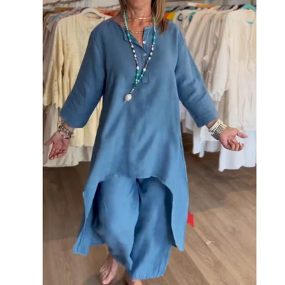 Zachte dames loungewear set met oversized tuniek en legging – RILANA COZYSET - Glamorix