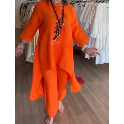 Zachte dames loungewear set met oversized tuniek en legging – RILANA COZYSET - Glamorix