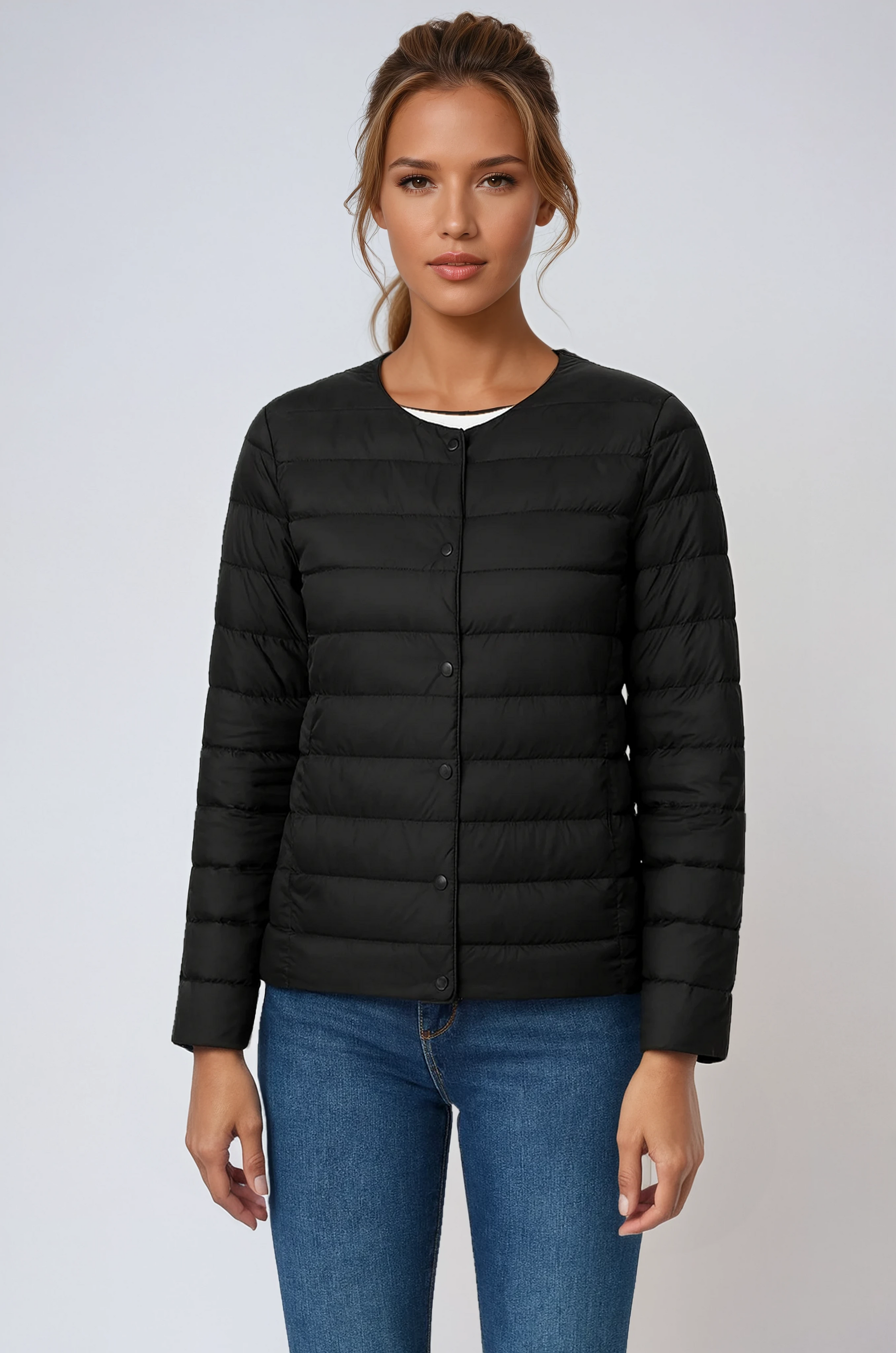 EVIE – Gewatteerde dames tussenjas met knoopsluiting - Glamorix