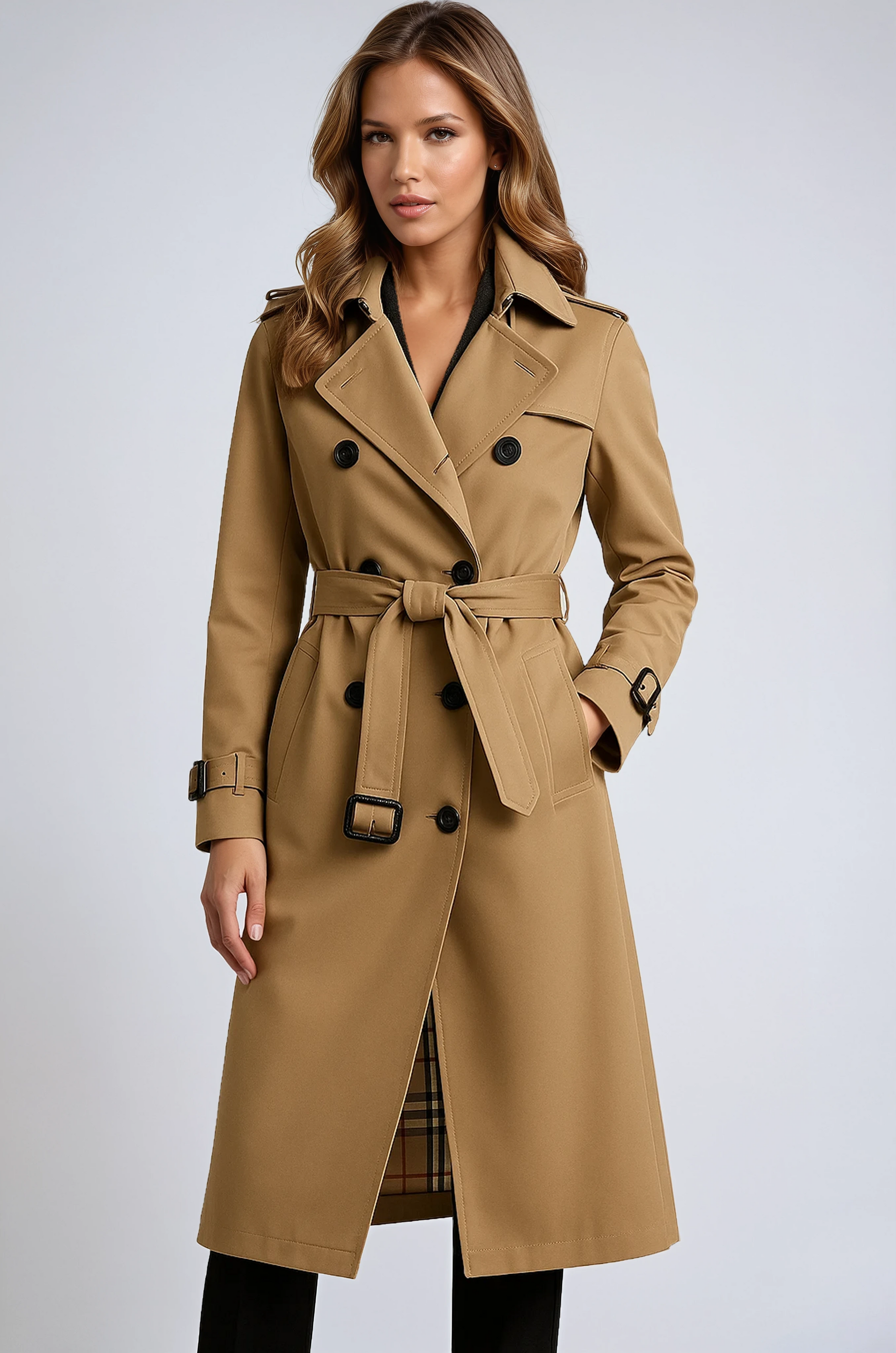 Trenchcoat Dames | Dubbele Knoopsluiting & Riem - Glamorix