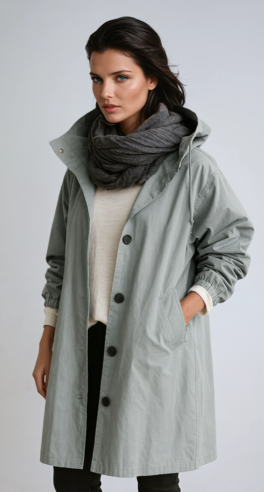 Lange Jas Dames | Capuchon & Knoopsluiting - Glamorix