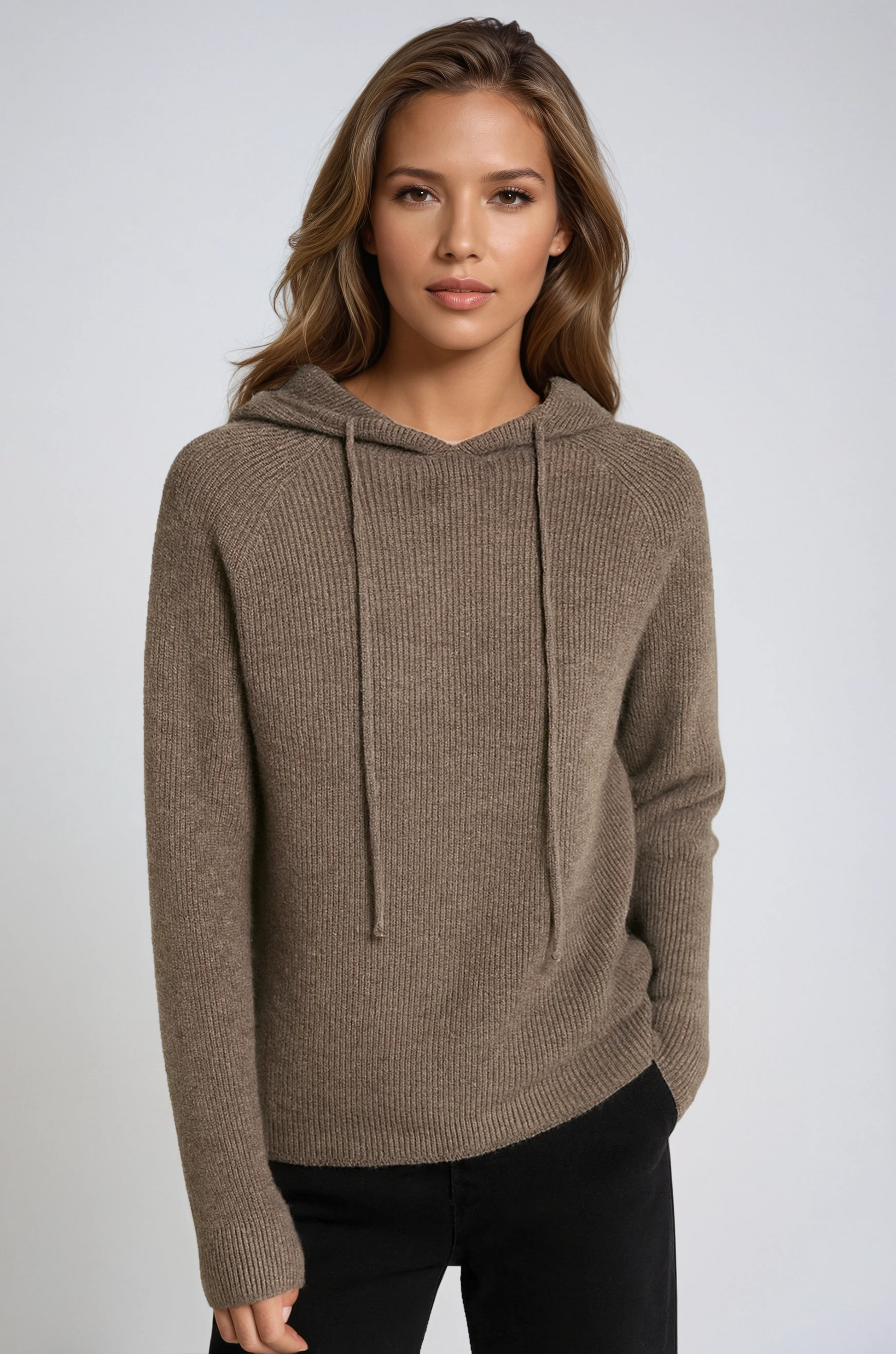 Fiona hoodie voor dames in zacht wolmateriaal met gebreide details en heerlijke warmte – NOVAWEAR - Glamorix
