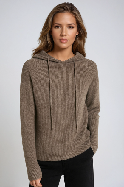 Fiona hoodie voor dames in zacht wolmateriaal met gebreide details en heerlijke warmte – NOVAWEAR - Glamorix