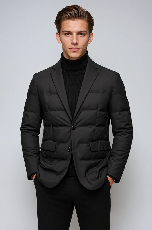 Heren Winterjas Kort | Gewatteerd Met Knoopsluiting - Glamorix