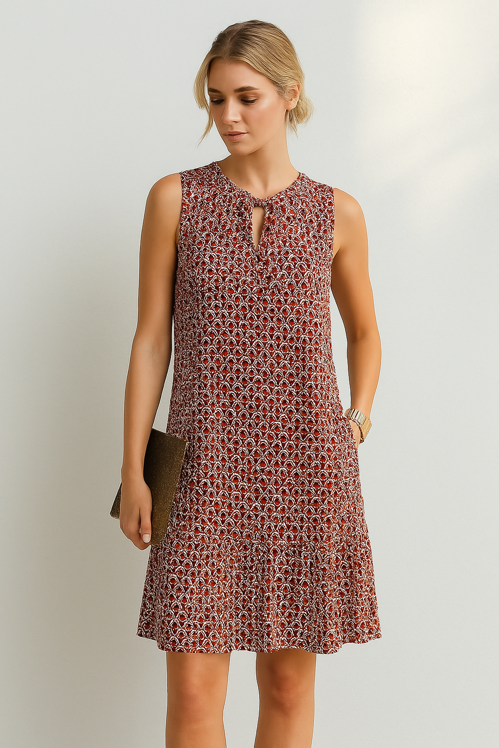 Elegante dames midi-jurk met print en vrouwelijke pasvorm – MAYLIA BLOOM - Glamorix