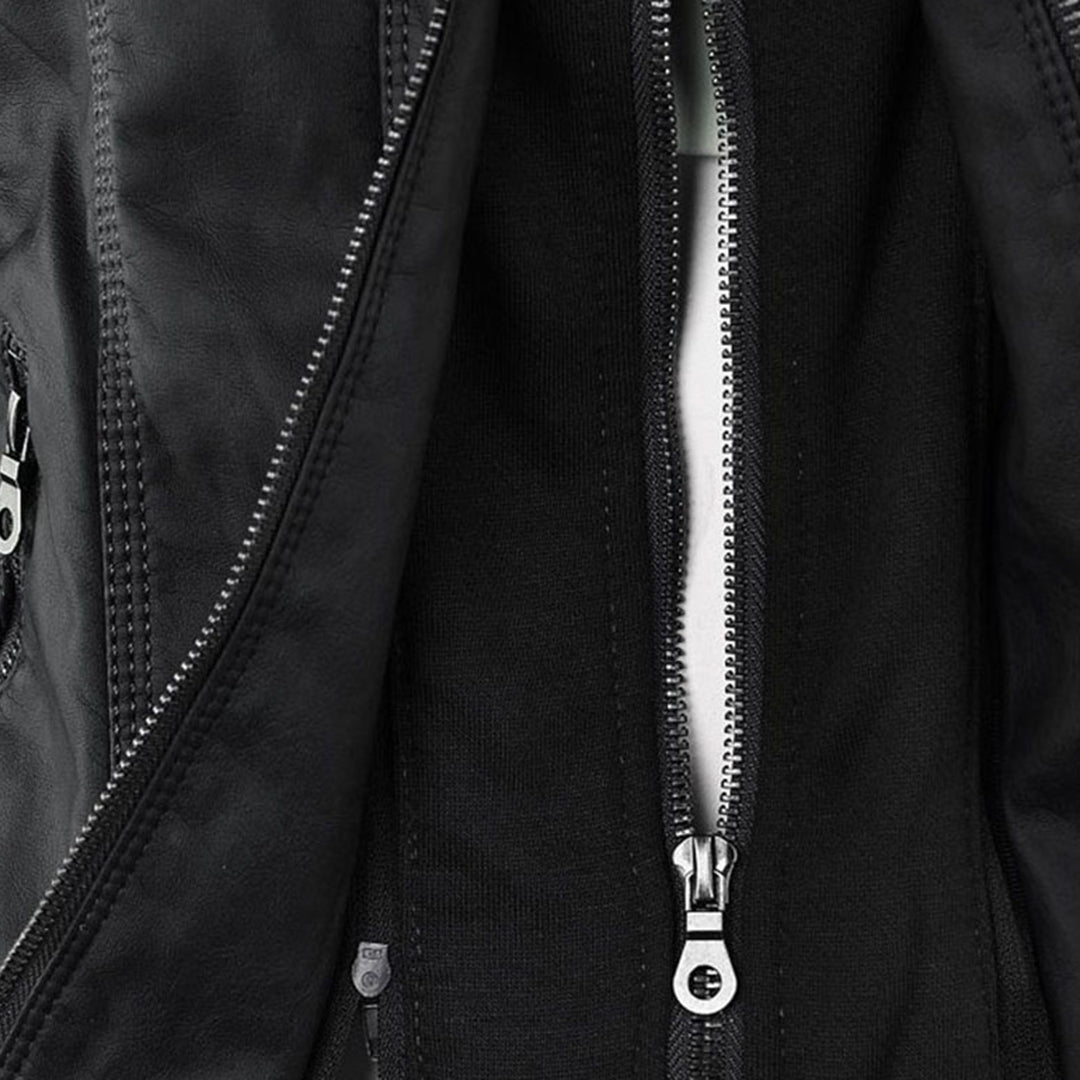 LEIGH – Chaqueta de cuero impermeable para mujer con capucha - Glamorix