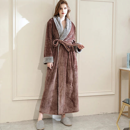 ELISE - Pluche damesbadjas met riem over de hele lengte