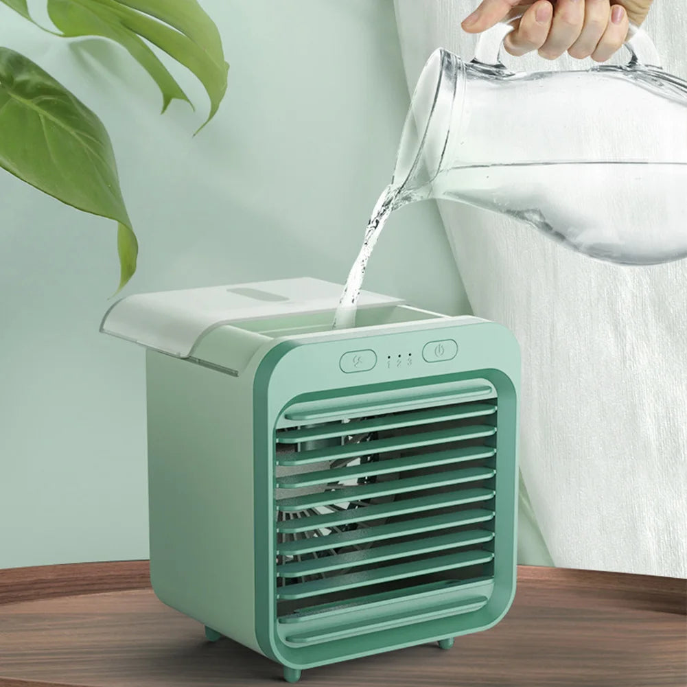 3-in-1 draagbare mini aircooler met USB en luchtbevochtiging – FRESQO MINI - Glamorix
