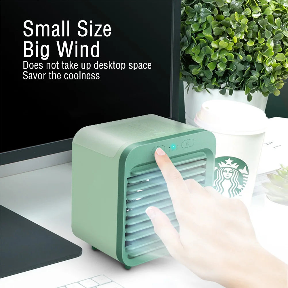 3-in-1 draagbare mini aircooler met USB en luchtbevochtiging – FRESQO MINI - Glamorix