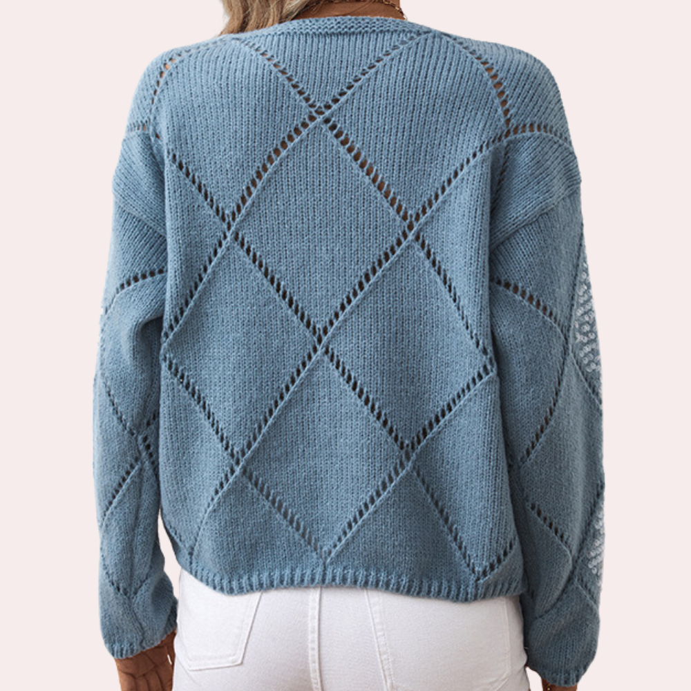 Gebreide dames top met pailletten en elegante pasvorm – AURELIA KnitShine - Glamorix