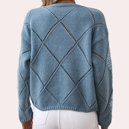 Gebreide dames top met pailletten en elegante pasvorm – AURELIA KnitShine - Glamorix