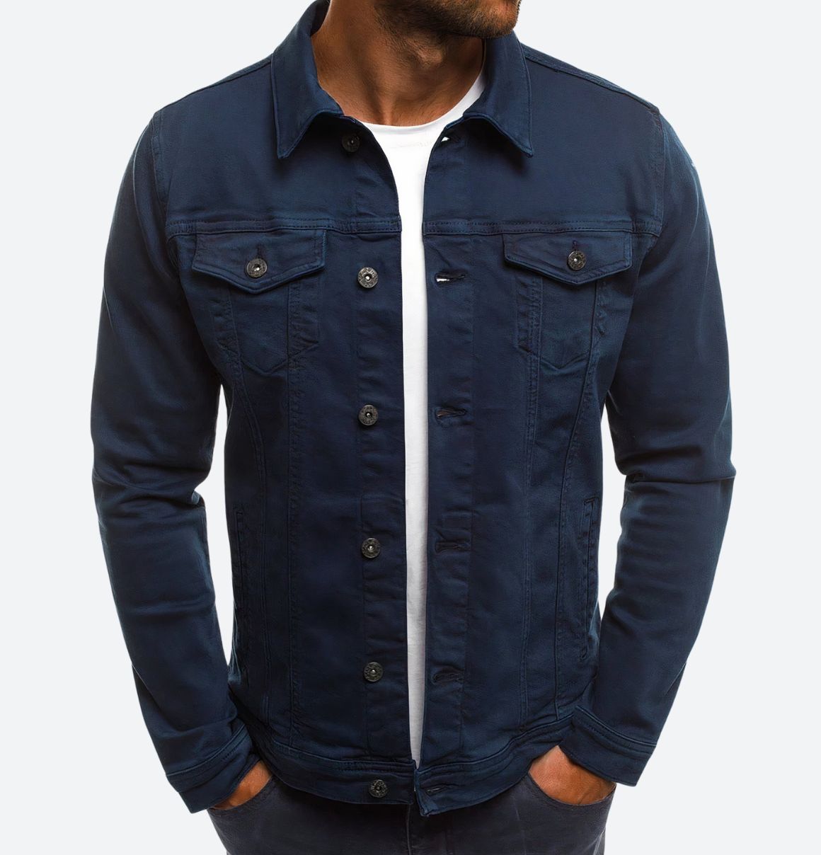 WENDEL – Klassiek denim jack met knoopsluiting en borstzakken