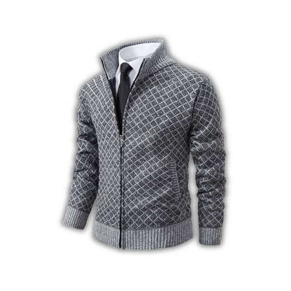 BRADEN - Zip-up heren sweater met ruitenpatroon