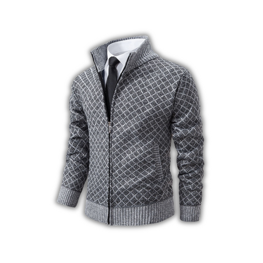 BRADEN - Zip-up heren sweater met ruitenpatroon