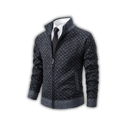 BRADEN - Zip-up heren sweater met ruitenpatroon