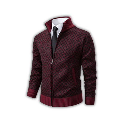 BRADEN - Zip-up heren sweater met ruitenpatroon