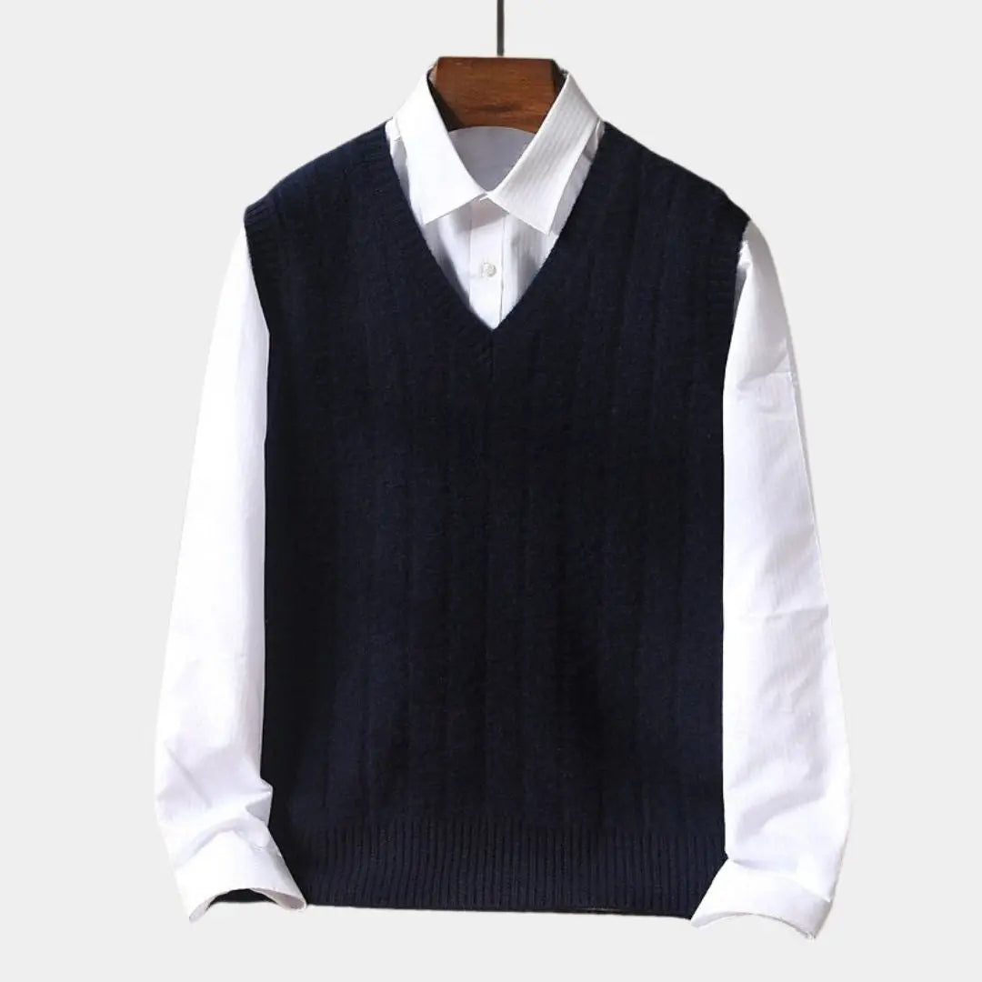 Warm heren trui-vest van wol met ritssluiting – FERNOX - Glamorix