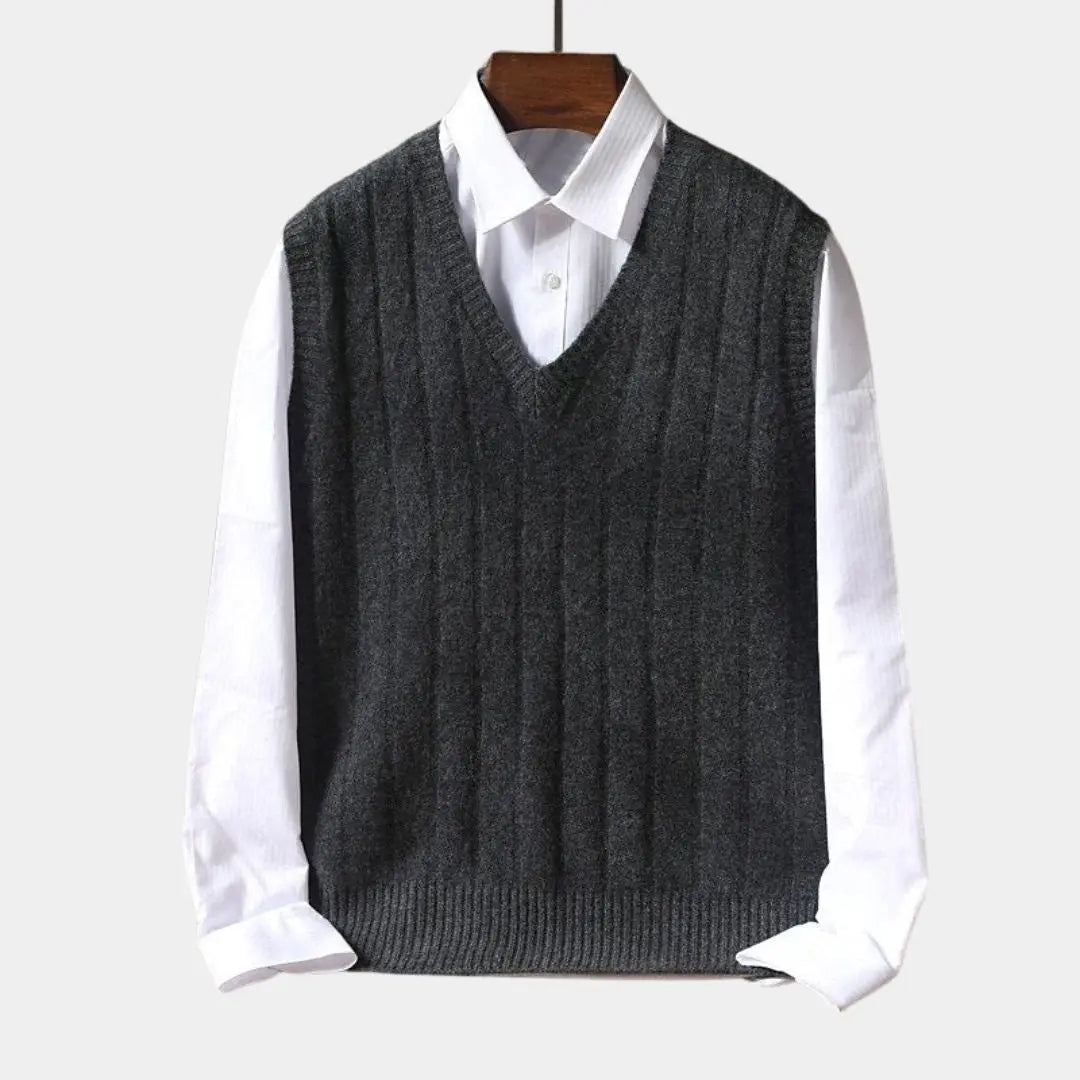 Warm heren trui-vest van wol met ritssluiting – FERNOX - Glamorix