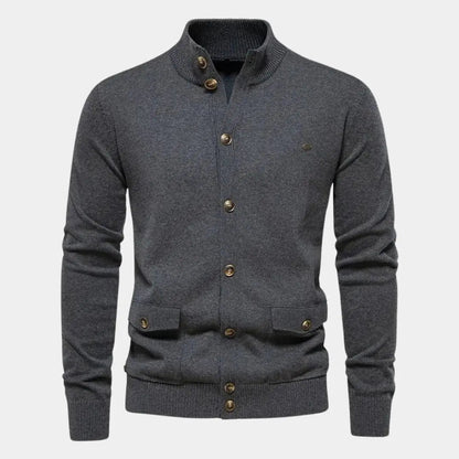 Gebreid herenvest met knoopsluiting en praktische zakken – LORVEN - Glamorix