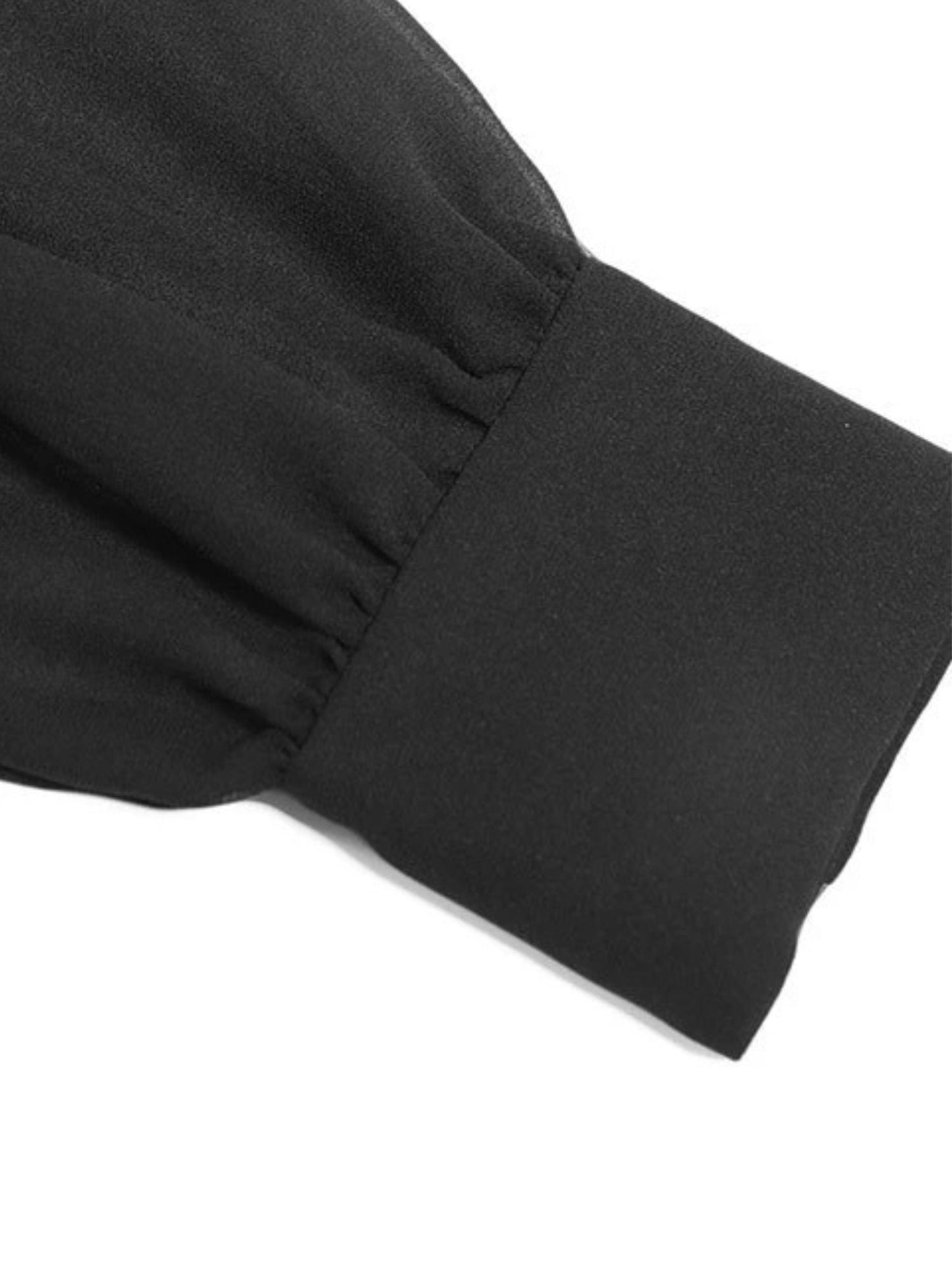 Elegante midi-jurk met hoge hals en transparante mouwen – LUMINA GRACE - Glamorix